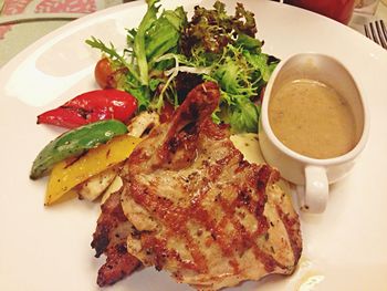 Close-up of meal served on plate