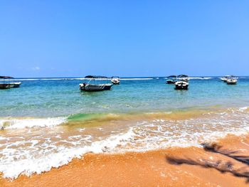 Scenic view of sea against clear sky