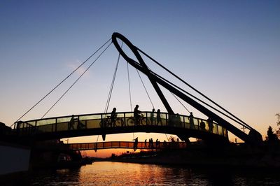 Suspension bridge over river