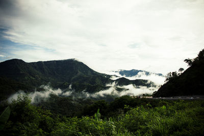 Scenic view of mountains against sky