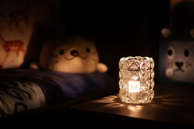 Close-up of candle on table