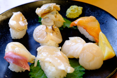 Close-up of sushi in plate