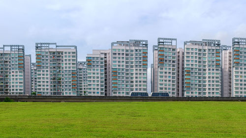 Buildings against sky in city