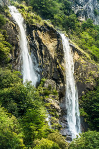 View of waterfall in forest