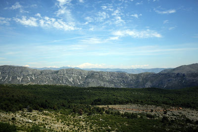 Scenic view of mountains against sky