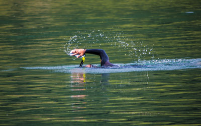 Person swimming in sea