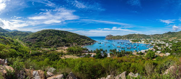 Scenic view of landscape against blue sky