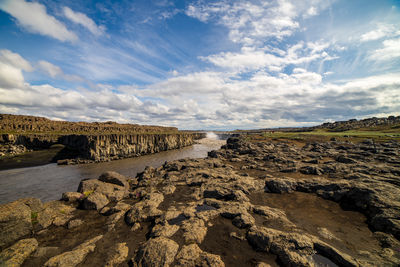 Scenic view of land against sky