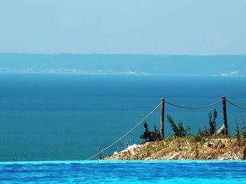 Scenic view of sea against clear sky