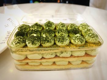 Close-up of food in plate on table