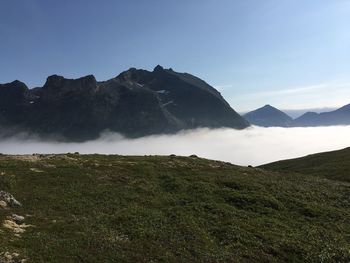 Scenic view of mountains against sky