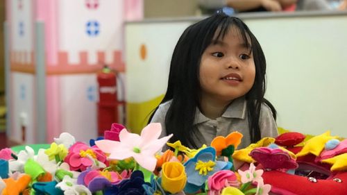 Portrait of cute girl at home