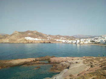 Scenic view of sea against clear sky