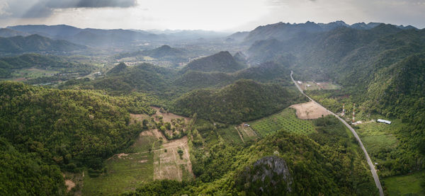 High angle view of landscape against sky