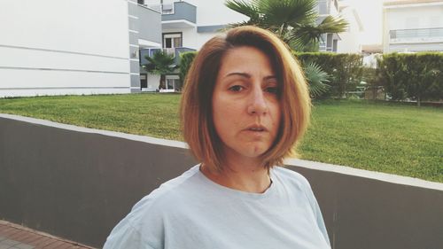 Portrait of beautiful young woman outdoors