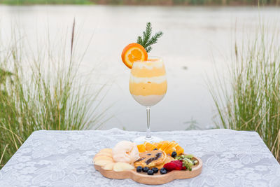 Close-up of orange fruit on table