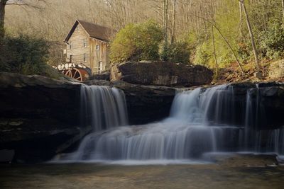 Scenic view of waterfall in forest