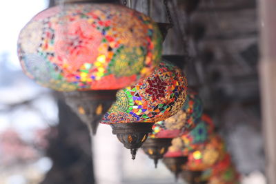 Close-up of multi colored lantern