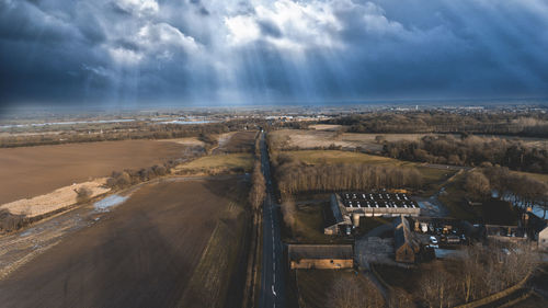 Panoramic view of landscape and sea against sky