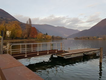Scenic view of lake against sky