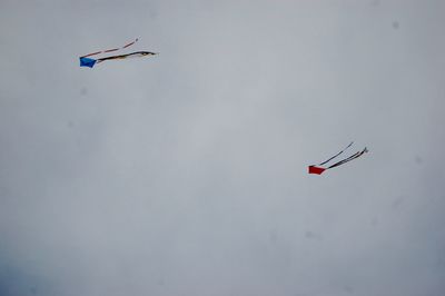 Low angle view of helicopter against sky