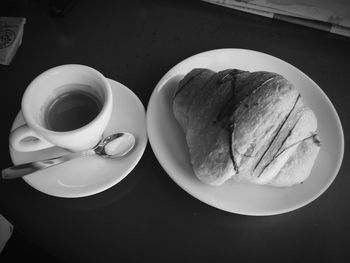 Close-up of coffee served on table