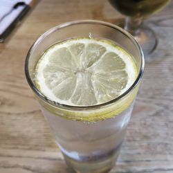 Close-up of beer in glass on table