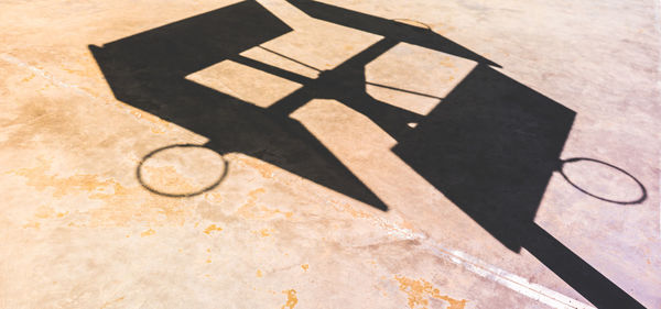 High angle view of shadow on table