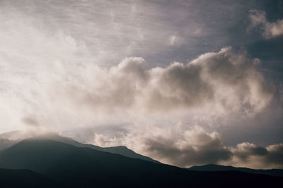 Scenic view of silhouette mountain against sky