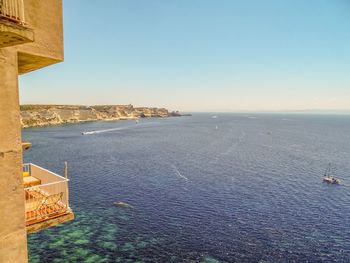 Scenic view of sea against clear sky