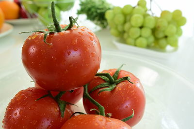 Close-up of wet strawberries