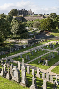 High angle view of cemetery