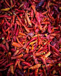 Full frame shot of red chili peppers for sale