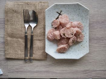 High angle view of food on table