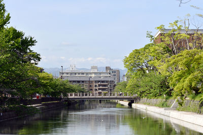 Bridge over river against clear sky