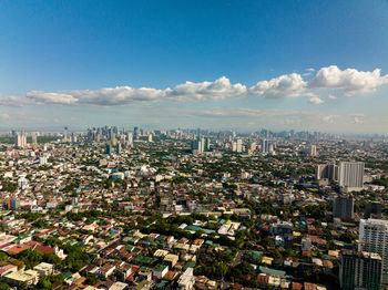 High angle view of cityscape against sky