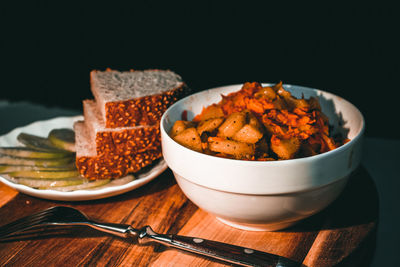 Close-up of food in bowl on table