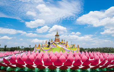 Low angle view of temple against sky