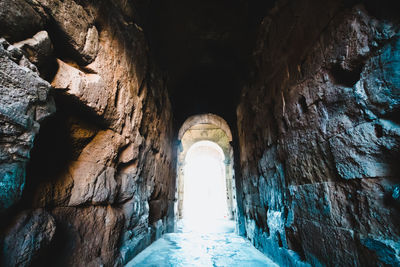 Low angle view of archway in cave