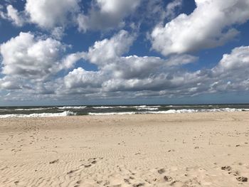 Scenic view of beach against sky