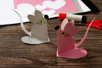 Close-up of toy heart shape on table