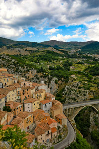 Panoramic view of muro lucano, a old village in basilicata region, italy.