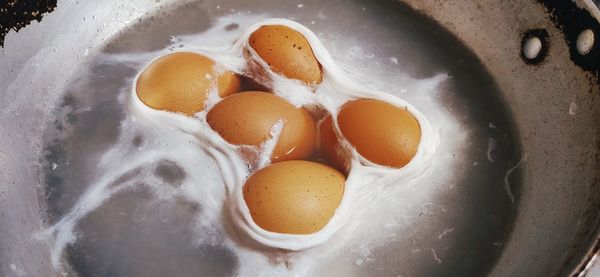 High angle view of breakfast on table
