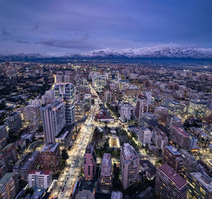 High angle view of cityscape against sky