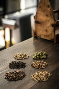 High angle view of food on table