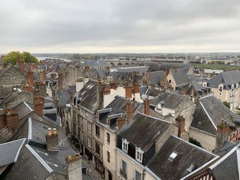 High angle view of buildings in city