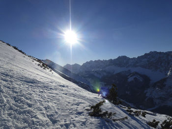 Winter hiking tour to pleisenspitze mountain, tyrol, austria