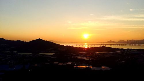 Scenic view of sunset over mountains