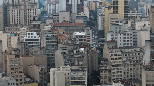 High angle view of buildings in city