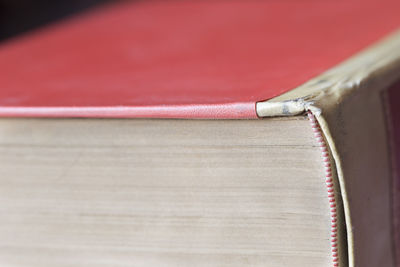 Close up of red book